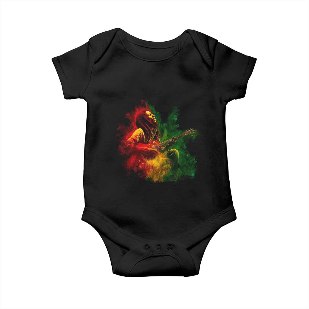Marley Guitarist Baby Onesie Smoke Cannabis Leaf 420 Rastafari Rasta Reggae Music TS10 Black Print Your Wear