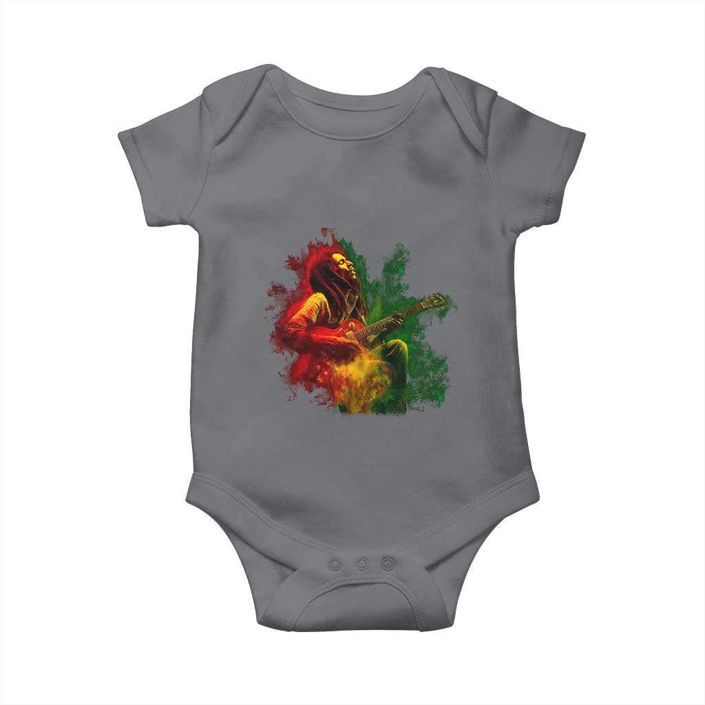 Marley Guitarist Baby Onesie Smoke Cannabis Leaf 420 Rastafari Rasta Reggae Music TS10 Charcoal Print Your Wear
