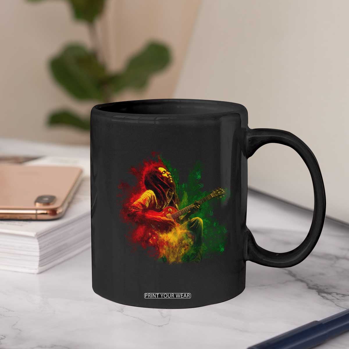 Marley Guitarist Coffee Mug Smoke Cannabis Leaf 420 Rastafari Rasta Reggae Music TS10 Print Your Wear