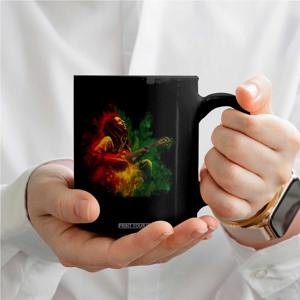 Marley Guitarist Coffee Mug Smoke Cannabis Leaf 420 Rastafari Rasta Reggae Music TS10 Print Your Wear