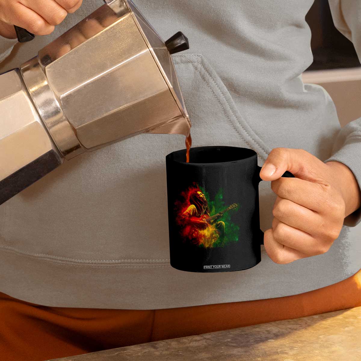 Marley Guitarist Coffee Mug Smoke Cannabis Leaf 420 Rastafari Rasta Reggae Music TS10 Print Your Wear