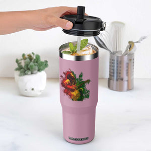 Marley Guitarist Flip Straw Tumbler Smoke Cannabis Leaf 420 Rastafari Rasta Reggae Music TS10 One Size: 30 oz Light Pink Print Your Wear