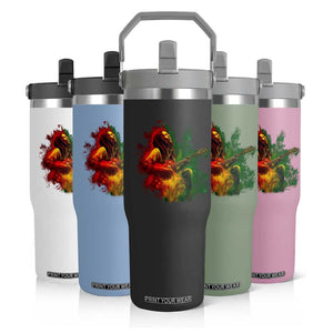 Marley Guitarist Flip Straw Tumbler Smoke Cannabis Leaf 420 Rastafari Rasta Reggae Music TS10 Print Your Wear