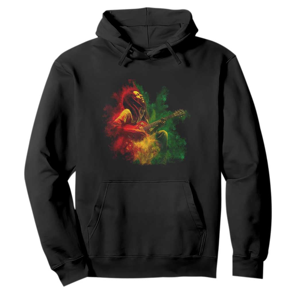 Marley Guitarist Hoodie Smoke Cannabis Leaf 420 Rastafari Rasta Reggae Music TS10 Black Print Your Wear