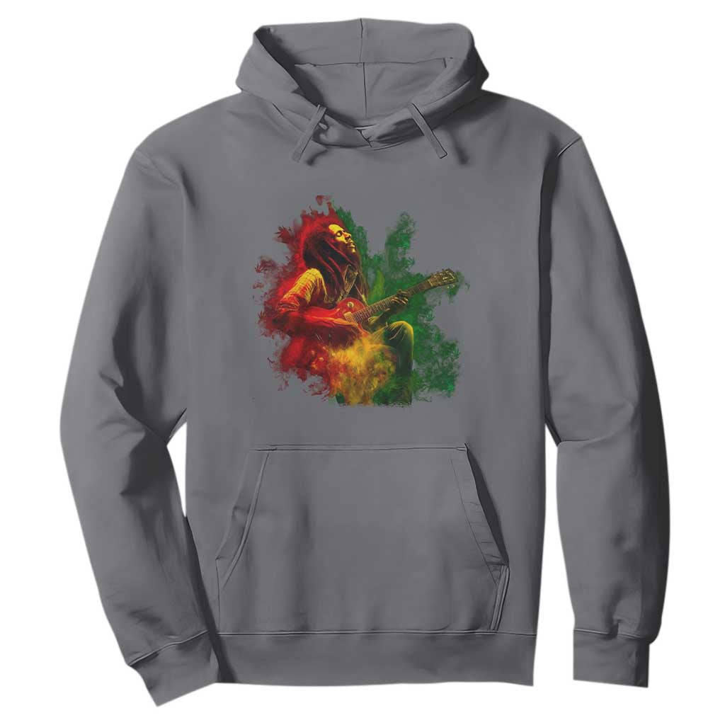 Marley Guitarist Hoodie Smoke Cannabis Leaf 420 Rastafari Rasta Reggae Music TS10 Charcoal Print Your Wear