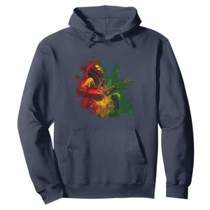 Marley Guitarist Hoodie Smoke Cannabis Leaf 420 Rastafari Rasta Reggae Music TS10 Navy Print Your Wear