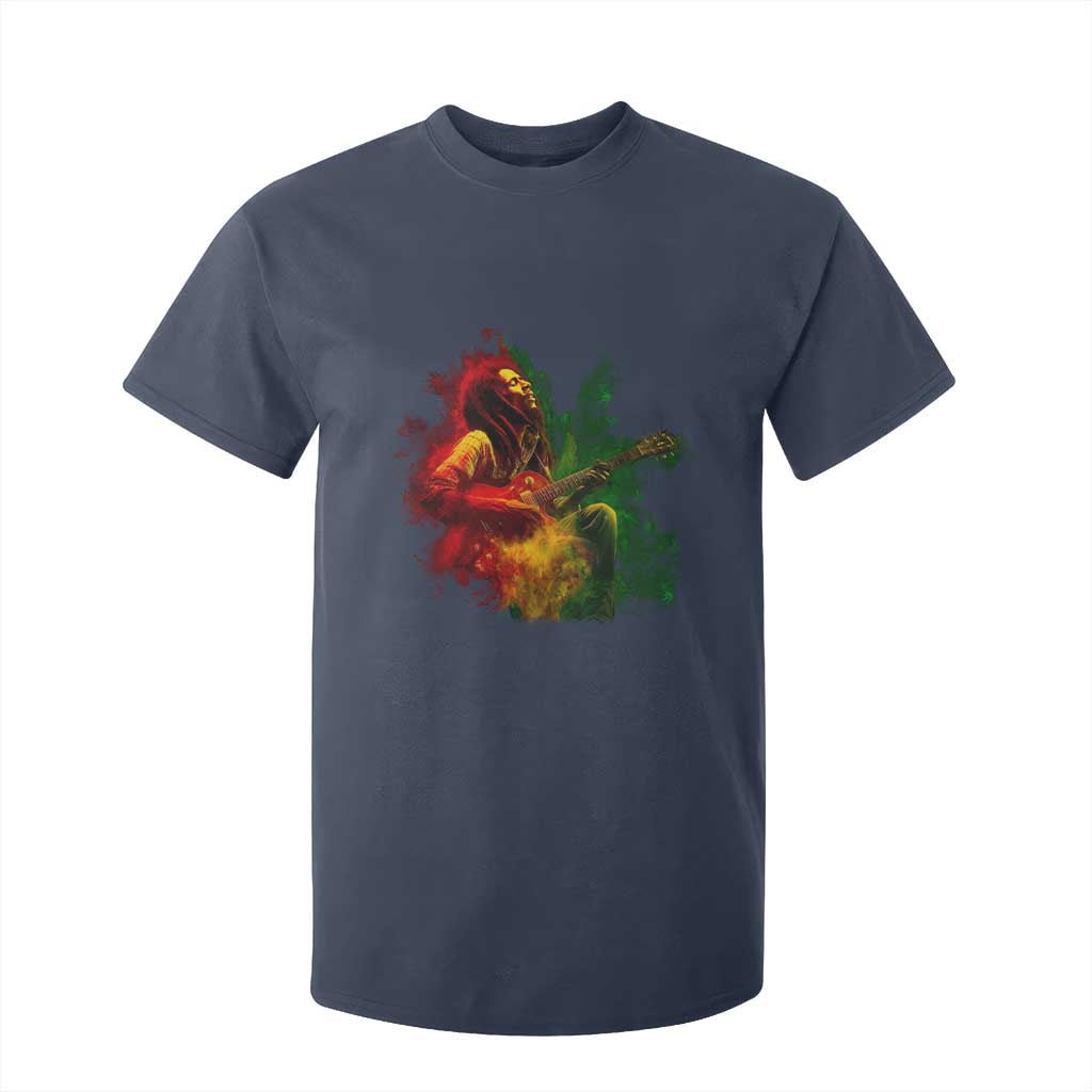 Marley Guitarist T Shirt For Kid Smoke Cannabis Leaf 420 Rastafari Rasta Reggae Music TS10 Navy Print Your Wear