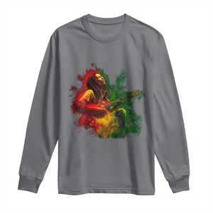 Marley Guitarist Long Sleeve Shirt Smoke Cannabis Leaf 420 Rastafari Rasta Reggae Music TS10 Charcoal Print Your Wear