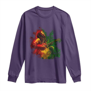 Marley Guitarist Long Sleeve Shirt Smoke Cannabis Leaf 420 Rastafari Rasta Reggae Music TS10 Purple Print Your Wear