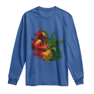 Marley Guitarist Long Sleeve Shirt Smoke Cannabis Leaf 420 Rastafari Rasta Reggae Music TS10 Royal Blue Print Your Wear