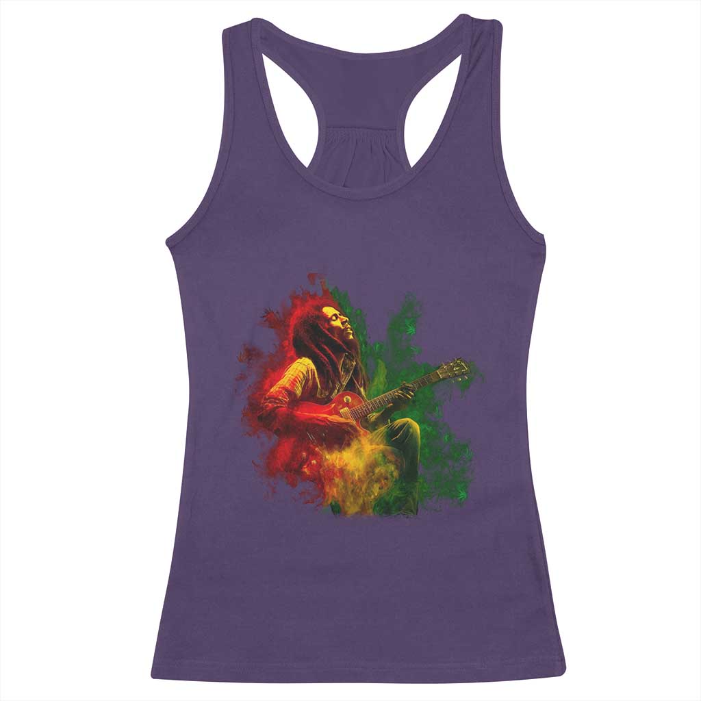 Marley Guitarist Racerback Tank Top Smoke Cannabis Leaf 420 Rastafari Rasta Reggae Music TS10 Purple Print Your Wear