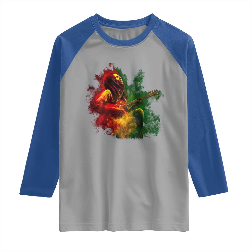 Marley Guitarist Raglan Shirt Smoke Cannabis Leaf 420 Rastafari Rasta Reggae Music TS10 Sport Gray Royal Print Your Wear
