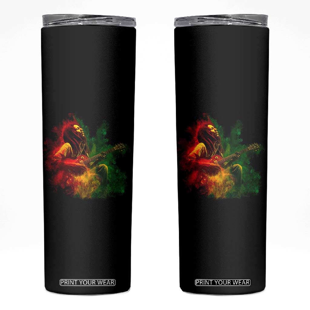 Marley Guitarist Skinny Tumbler Smoke Cannabis Leaf 420 Rastafari Rasta Reggae Music TS10 Black Print Your Wear
