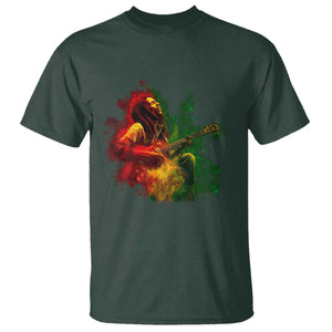 Marley Guitarist T Shirt Smoke Cannabis Leaf 420 Rastafari Rasta Reggae Music TS10 Dark Forest Green Print Your Wear
