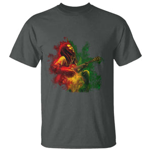 Marley Guitarist T Shirt Smoke Cannabis Leaf 420 Rastafari Rasta Reggae Music TS10 Dark Heather Print Your Wear