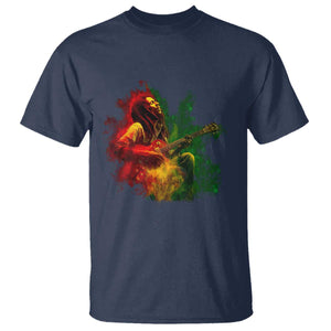 Marley Guitarist T Shirt Smoke Cannabis Leaf 420 Rastafari Rasta Reggae Music TS10 Navy Print Your Wear
