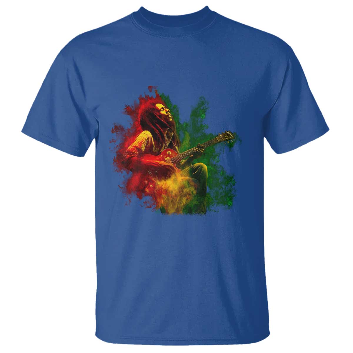 Marley Guitarist T Shirt Smoke Cannabis Leaf 420 Rastafari Rasta Reggae Music TS10 Royal Blue Print Your Wear