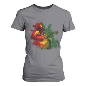 Marley Guitarist T Shirt For Women Smoke Cannabis Leaf 420 Rastafari Rasta Reggae Music TS10 Charcoal Print Your Wear