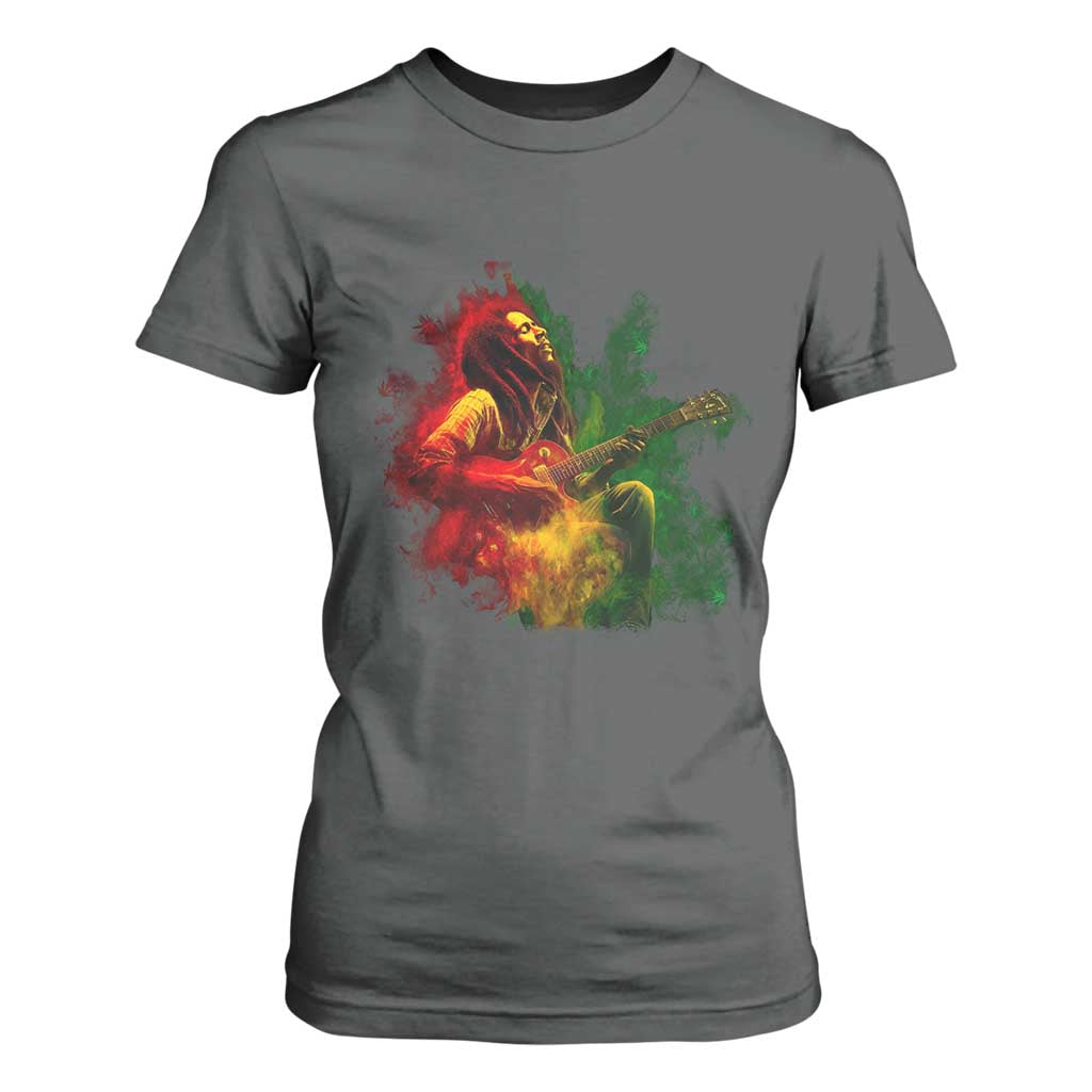 Marley Guitarist T Shirt For Women Smoke Cannabis Leaf 420 Rastafari Rasta Reggae Music TS10 Dark Heather Print Your Wear