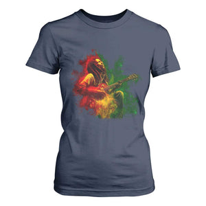 Marley Guitarist T Shirt For Women Smoke Cannabis Leaf 420 Rastafari Rasta Reggae Music TS10 Navy Print Your Wear