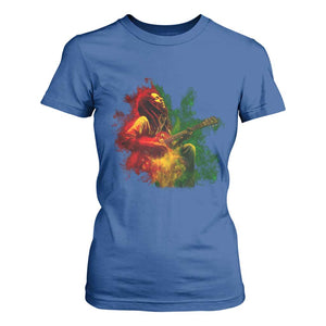 Marley Guitarist T Shirt For Women Smoke Cannabis Leaf 420 Rastafari Rasta Reggae Music TS10 Royal Blue Print Your Wear