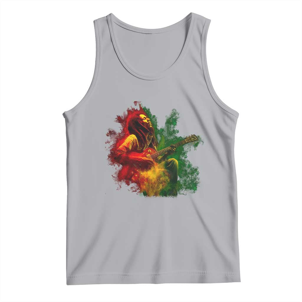 Marley Guitarist Tank Top Smoke Cannabis Leaf 420 Rastafari Rasta Reggae Music TS10 Athletic Heather Print Your Wear