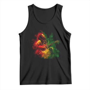 Marley Guitarist Tank Top Smoke Cannabis Leaf 420 Rastafari Rasta Reggae Music TS10 Black Print Your Wear