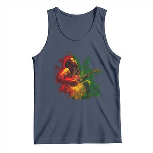 Marley Guitarist Tank Top Smoke Cannabis Leaf 420 Rastafari Rasta Reggae Music TS10 Navy Print Your Wear