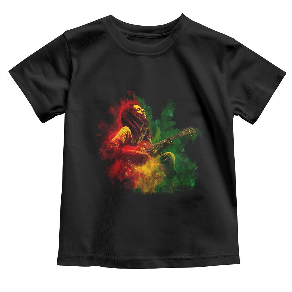 Marley Guitarist Toddler T Shirt Smoke Cannabis Leaf 420 Rastafari Rasta Reggae Music TS10 Black Print Your Wear