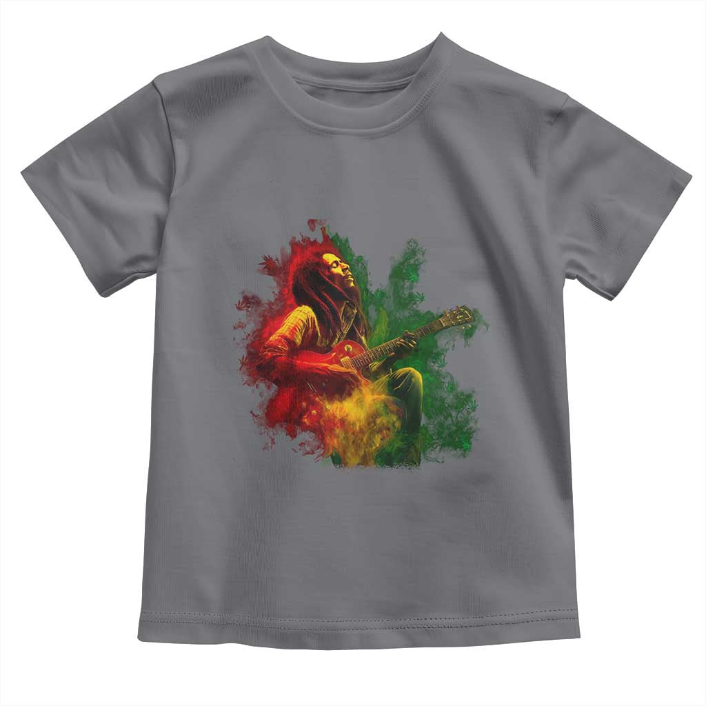 Marley Guitarist Toddler T Shirt Smoke Cannabis Leaf 420 Rastafari Rasta Reggae Music TS10 Charcoal Print Your Wear