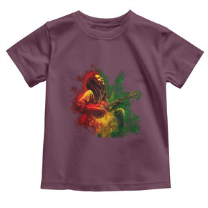 Marley Guitarist Toddler T Shirt Smoke Cannabis Leaf 420 Rastafari Rasta Reggae Music TS10 Maroon Print Your Wear