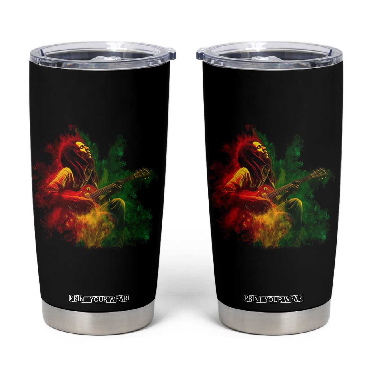 Marley Guitarist Tumbler Cup Smoke Cannabis Leaf 420 Rastafari Rasta Reggae Music TS10 Black Print Your Wear
