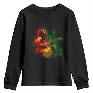 Marley Guitarist Youth Sweatshirt Smoke Cannabis Leaf 420 Rastafari Rasta Reggae Music TS10 Black Print Your Wear
