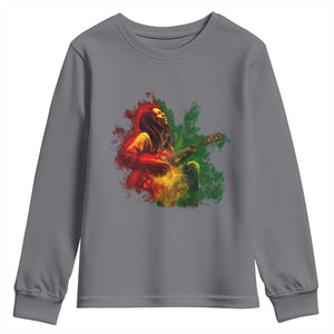 Marley Guitarist Youth Sweatshirt Smoke Cannabis Leaf 420 Rastafari Rasta Reggae Music TS10 Charcoal Print Your Wear