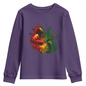 Marley Guitarist Youth Sweatshirt Smoke Cannabis Leaf 420 Rastafari Rasta Reggae Music TS10 Purple Print Your Wear