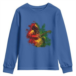 Marley Guitarist Youth Sweatshirt Smoke Cannabis Leaf 420 Rastafari Rasta Reggae Music TS10 Royal Blue Print Your Wear
