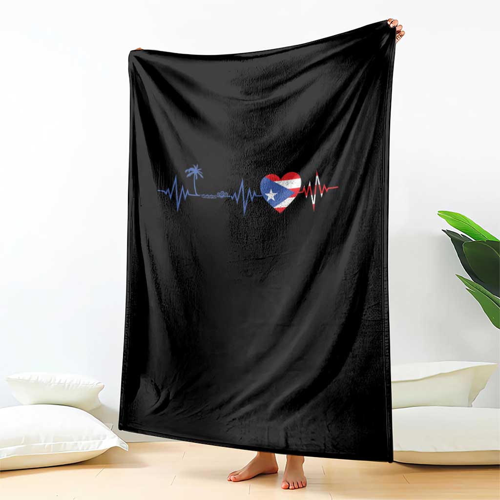 Puerto Rico Flag Throw Blanket Heartbeat EKG Pulse Boricua Pride Summer Beach TS10 Print Your Wear
