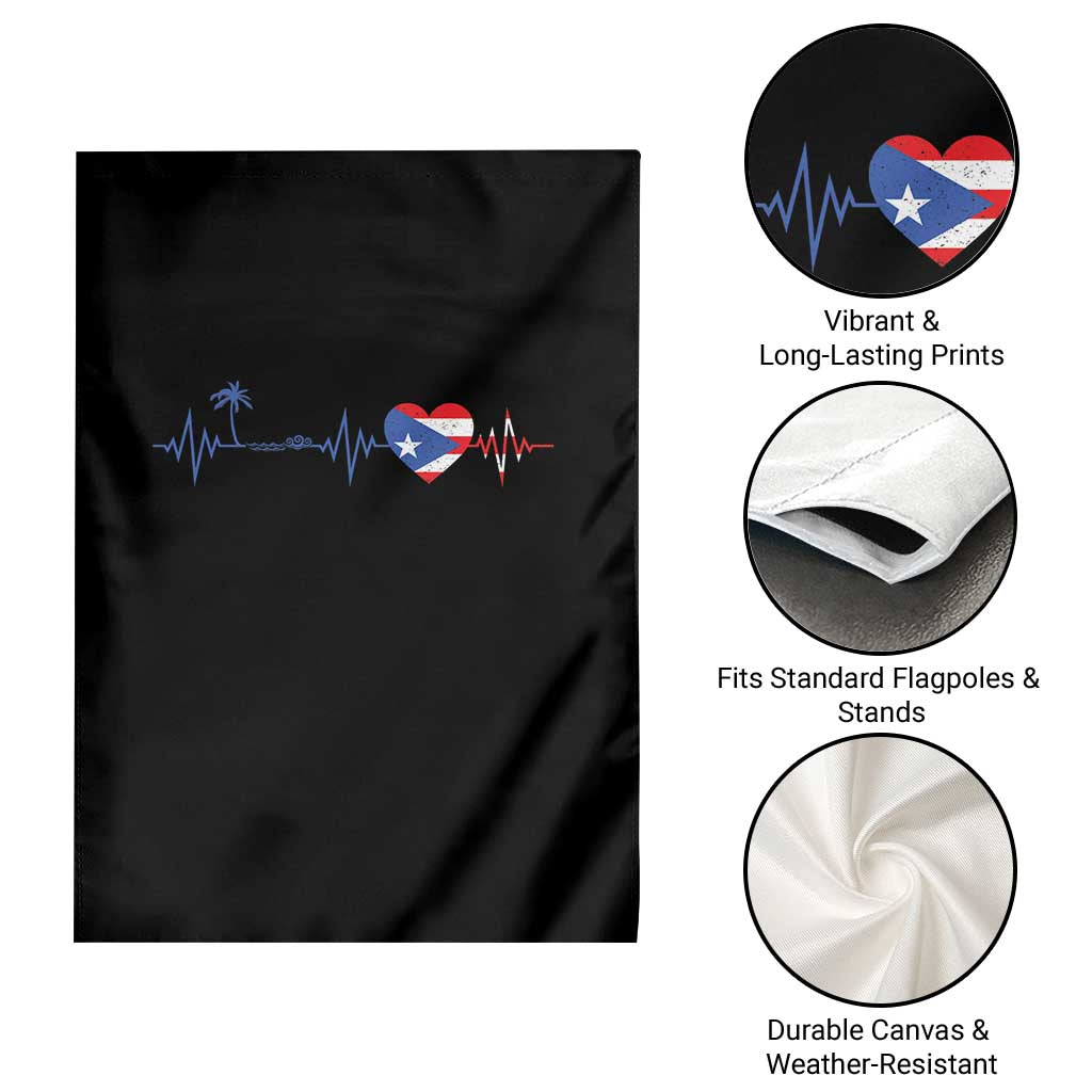 Puerto Rico Flag Garden Flag Heartbeat EKG Pulse Boricua Pride Summer Beach TS10 Print Your Wear