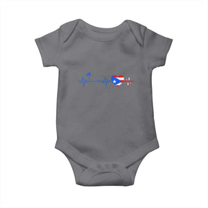 Puerto Rico Flag Baby Onesie Heartbeat EKG Pulse Boricua Pride Summer Beach TS10 Charcoal Print Your Wear