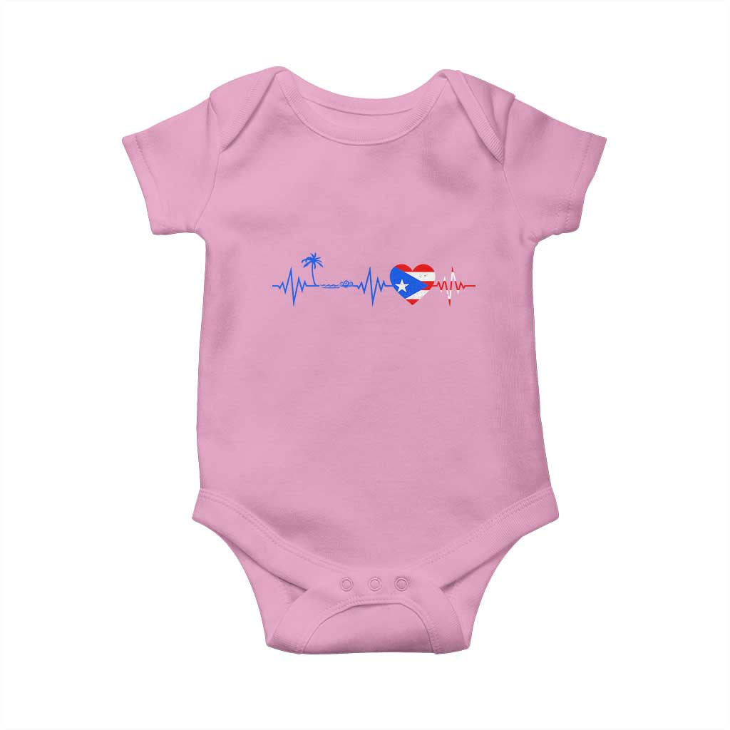 Puerto Rico Flag Baby Onesie Heartbeat EKG Pulse Boricua Pride Summer Beach TS10 Light Pink Print Your Wear