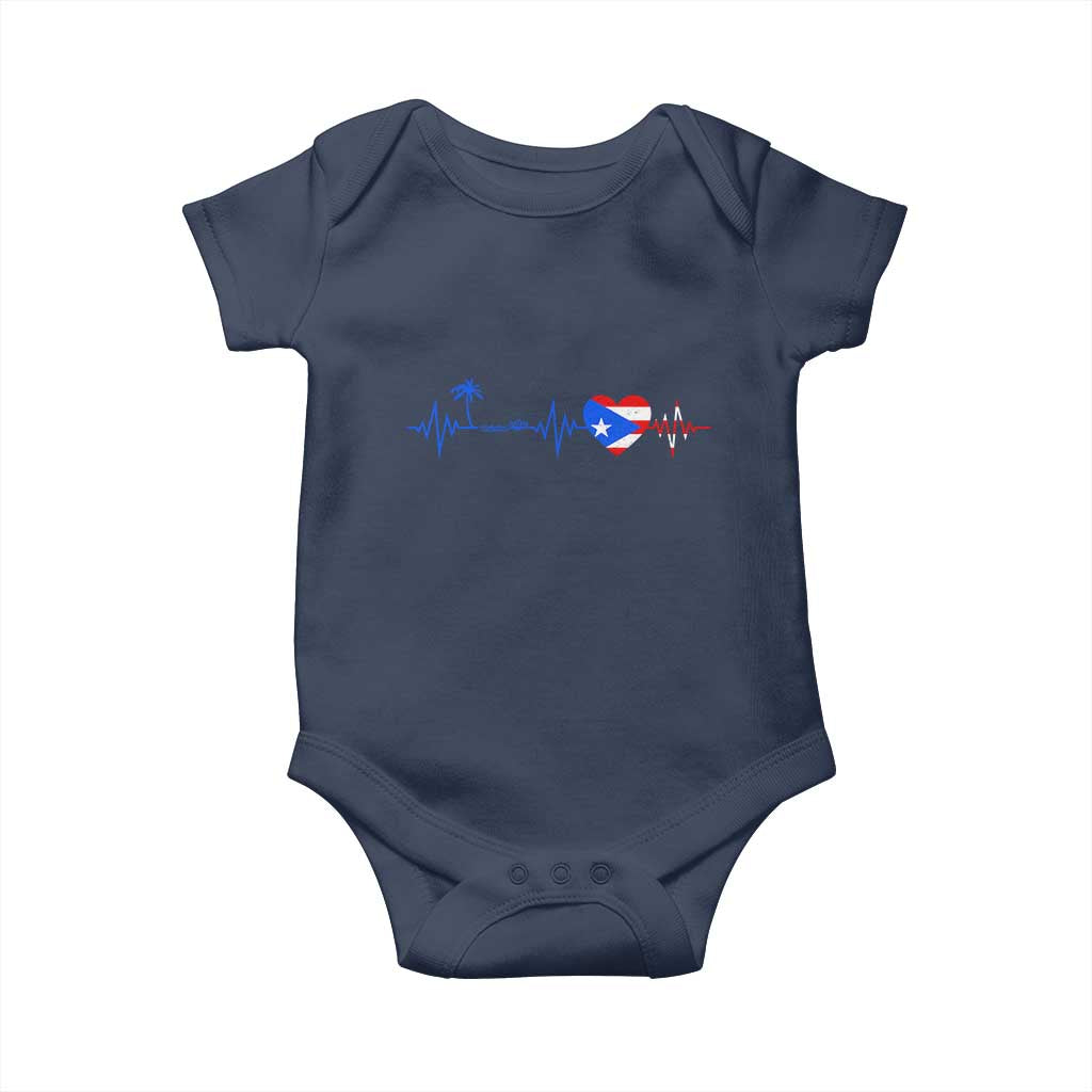 Puerto Rico Flag Baby Onesie Heartbeat EKG Pulse Boricua Pride Summer Beach TS10 Navy Print Your Wear