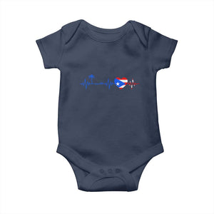 Puerto Rico Flag Baby Onesie Heartbeat EKG Pulse Boricua Pride Summer Beach TS10 Navy Print Your Wear