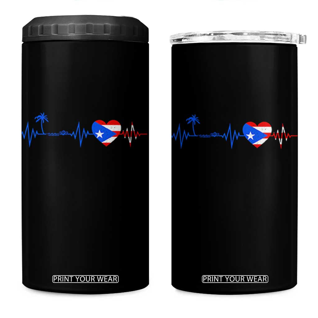 Puerto Rico Flag 4 in 1 Can Cooler Tumbler Heartbeat EKG Pulse Boricua Pride Summer Beach TS10 One Size: 16 oz Black Print Your Wear