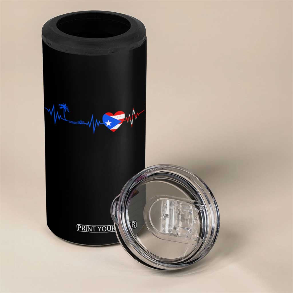 Puerto Rico Flag 4 in 1 Can Cooler Tumbler Heartbeat EKG Pulse Boricua Pride Summer Beach TS10 Print Your Wear