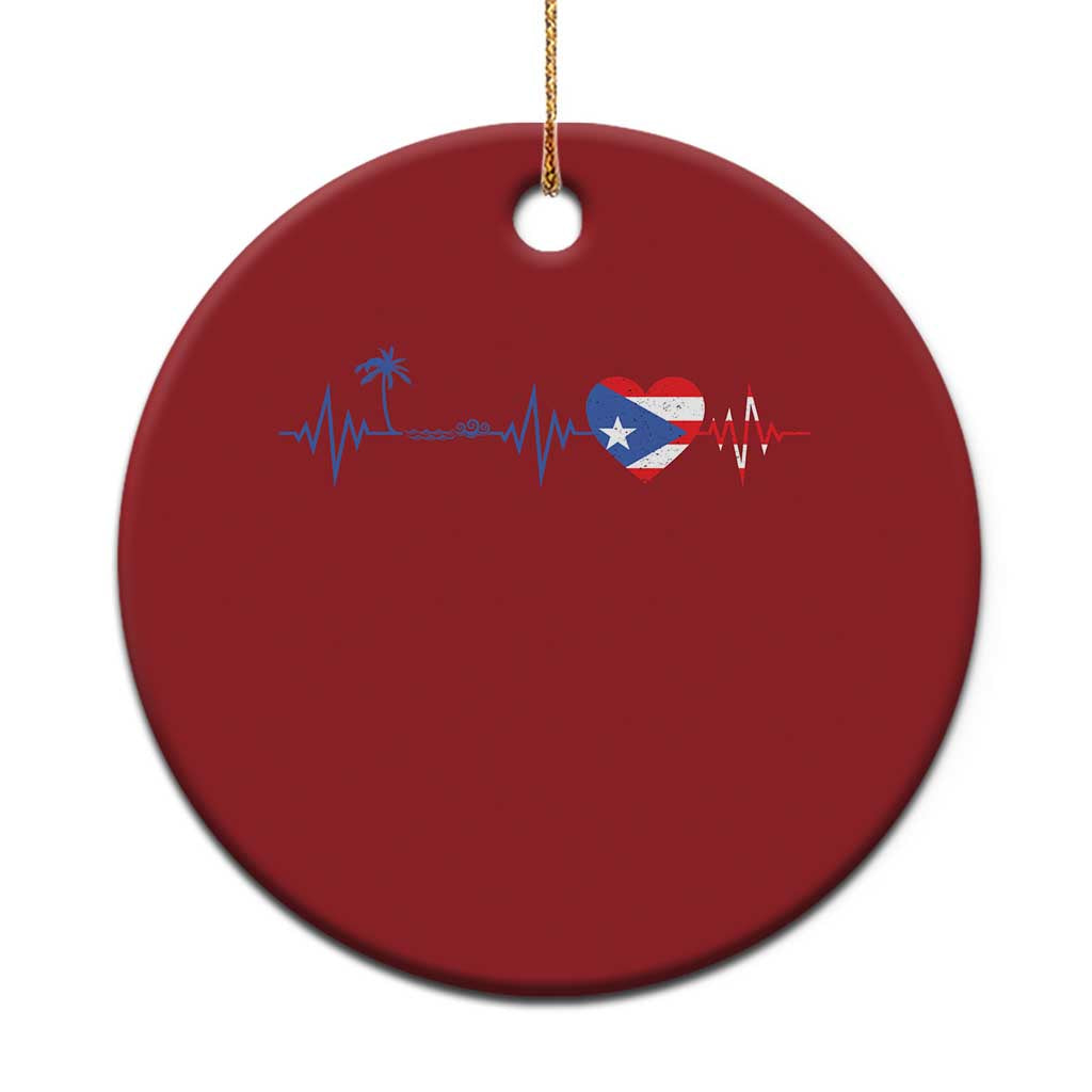Puerto Rico Flag Christmas Ornament Heartbeat EKG Pulse Boricua Pride Summer Beach TS10 Print Your Wear