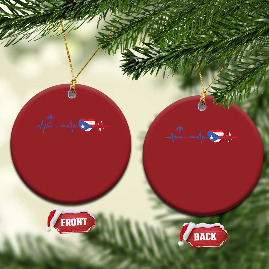 Puerto Rico Flag Christmas Ornament Heartbeat EKG Pulse Boricua Pride Summer Beach TS10 Circle Red Print Your Wear