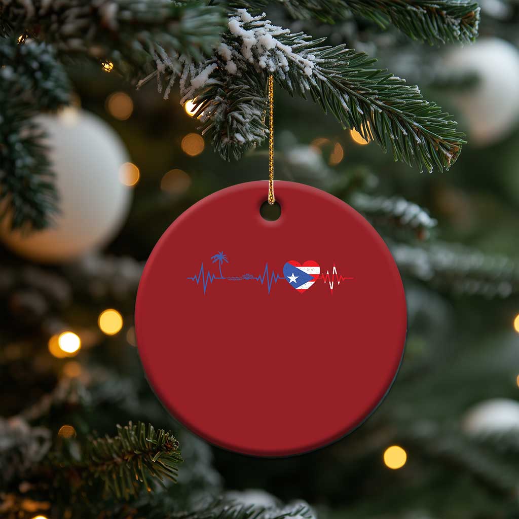 Puerto Rico Flag Christmas Ornament Heartbeat EKG Pulse Boricua Pride Summer Beach TS10 Print Your Wear