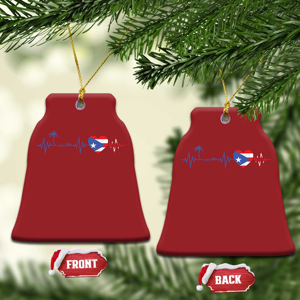 Puerto Rico Flag Christmas Ornament Heartbeat EKG Pulse Boricua Pride Summer Beach TS10 Bell Flake Red Print Your Wear