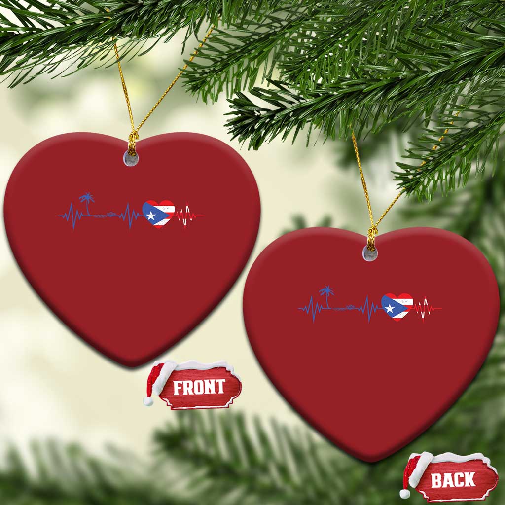 Puerto Rico Flag Christmas Ornament Heartbeat EKG Pulse Boricua Pride Summer Beach TS10 Heart Red Print Your Wear