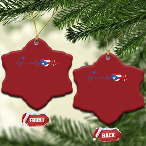 Puerto Rico Flag Christmas Ornament Heartbeat EKG Pulse Boricua Pride Summer Beach TS10 Snow Flake Red Print Your Wear
